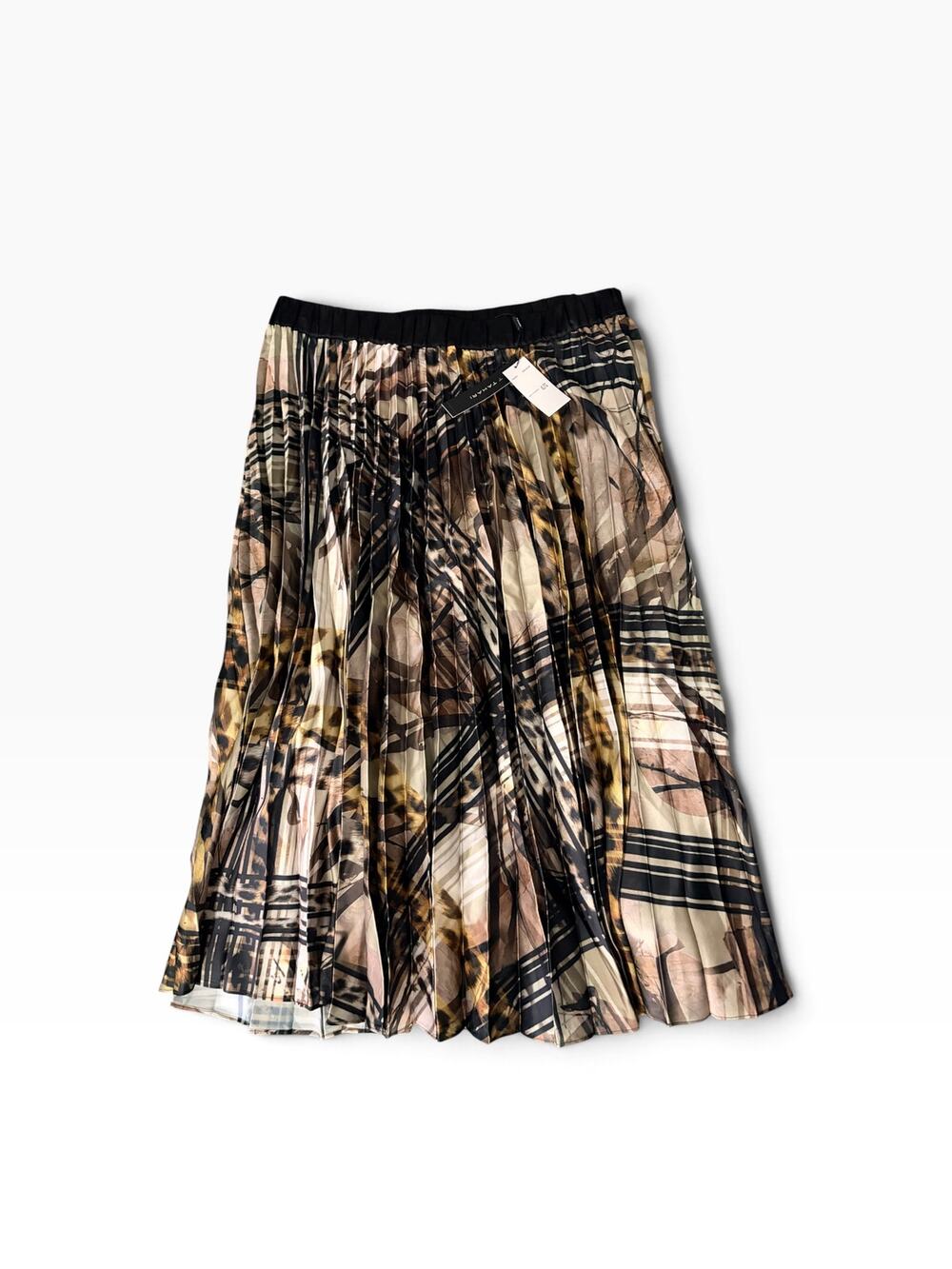 NWT T Tahari Mixed Leopard Pleated Midi Skirt